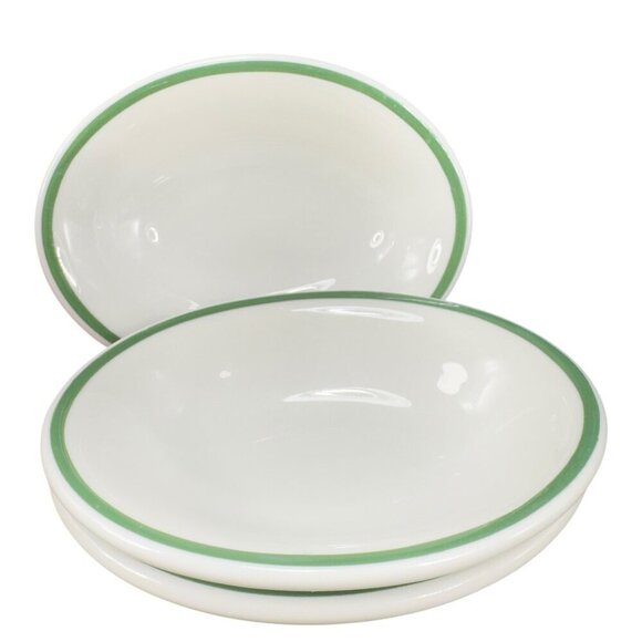 Mayer China Heavy Duty Restaurant Ware Pottery Oval Dish Salsa Bowl Green Set 3 - Picture 1 of 12